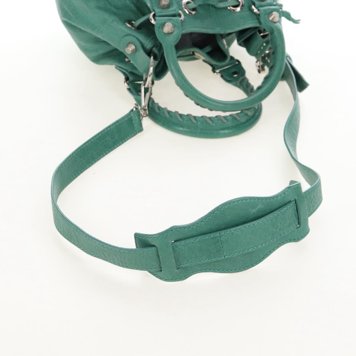 Balenciaga Giant Mini Pom Pom Hand Bag Leather 2way Green 250920 Auth 211331M