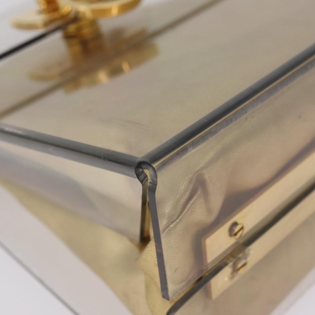 Salvatore Ferragamo Gancini Hand Bag plastic Clear Gold Auth 211333V