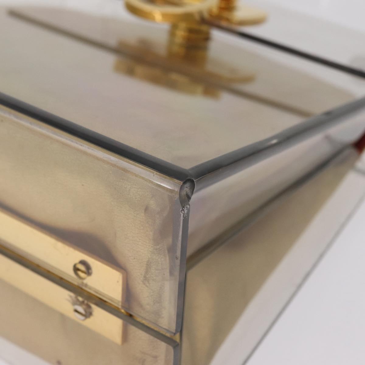 Salvatore Ferragamo Gancini Hand Bag plastic Clear Gold Auth 211333V