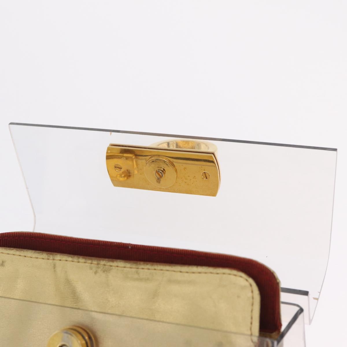 Salvatore Ferragamo Gancini Hand Bag plastic Clear Gold Auth 211333V