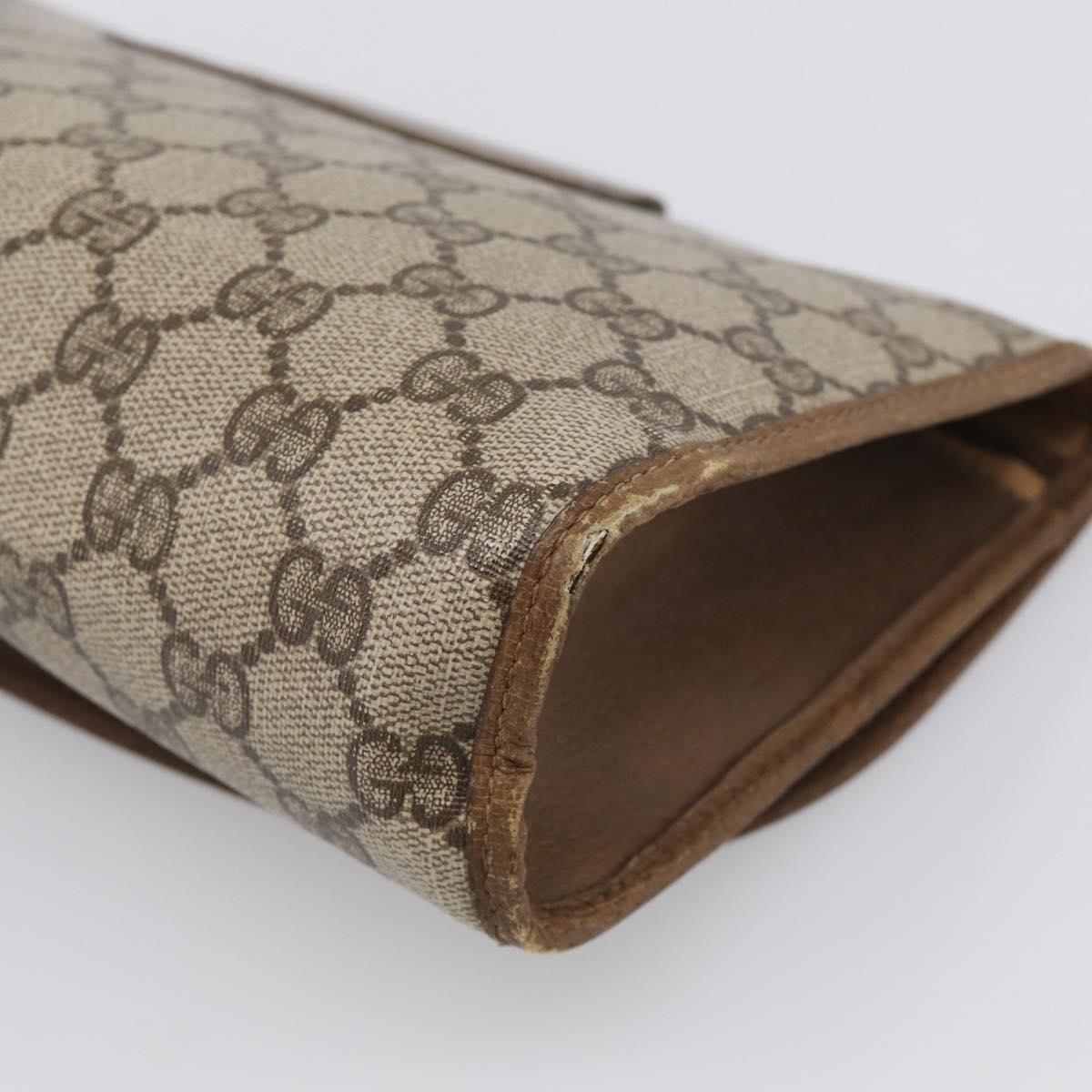 GUCCI GG Supreme Web Sherry Line Clutch Bag PVC Beige Gold 89 01 030 Auth 211339