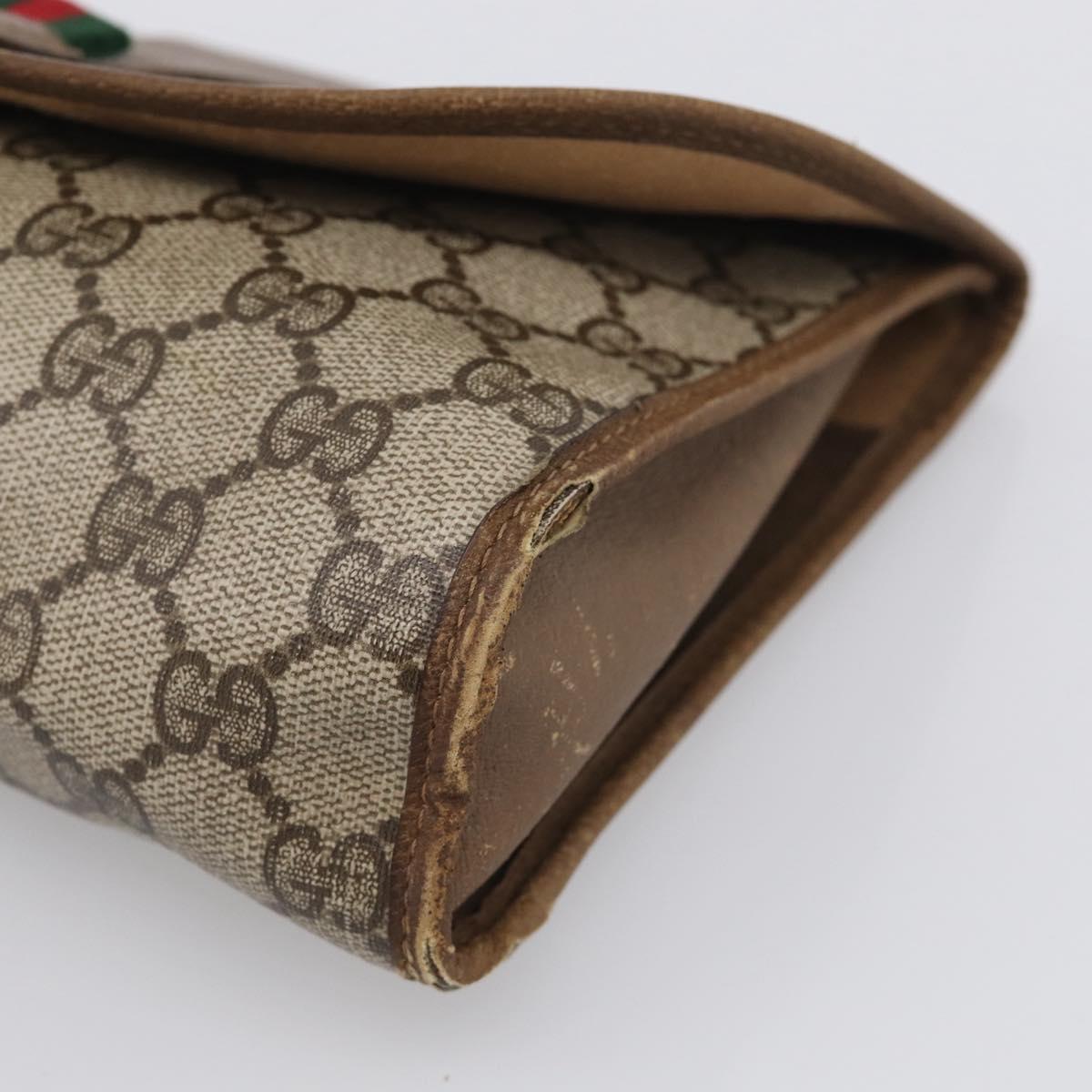GUCCI GG Supreme Web Sherry Line Clutch Bag PVC Beige Gold 89 01 030 Auth 211339