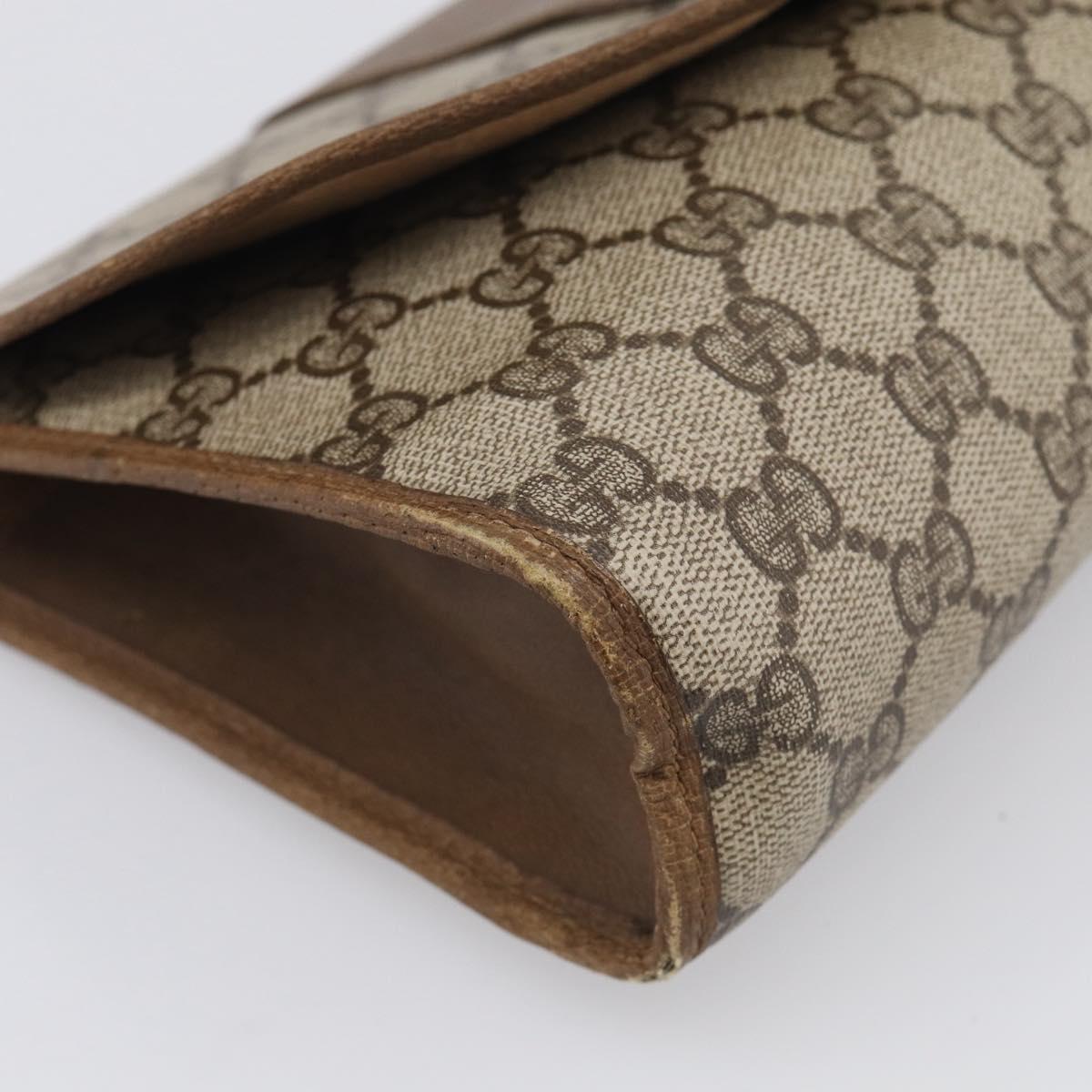 GUCCI GG Supreme Web Sherry Line Clutch Bag PVC Beige Gold 89 01 030 Auth 211339