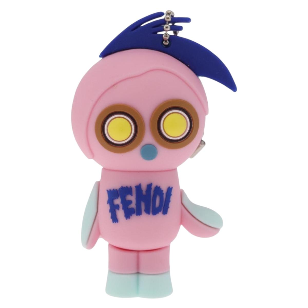 FENDI USB Key Holder Rubber 2 Set Blue Pink Auth 211342M