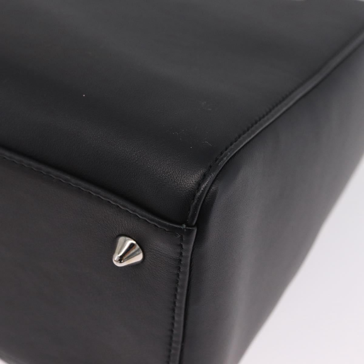 Christian Dior Lady Dior Hand Bag Leather 2way Black Silver Auth 211343SAM