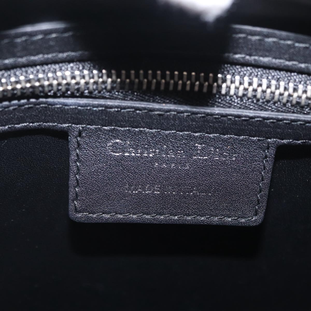 Christian Dior Lady Dior Hand Bag Leather 2way Black Silver Auth 211343SAM