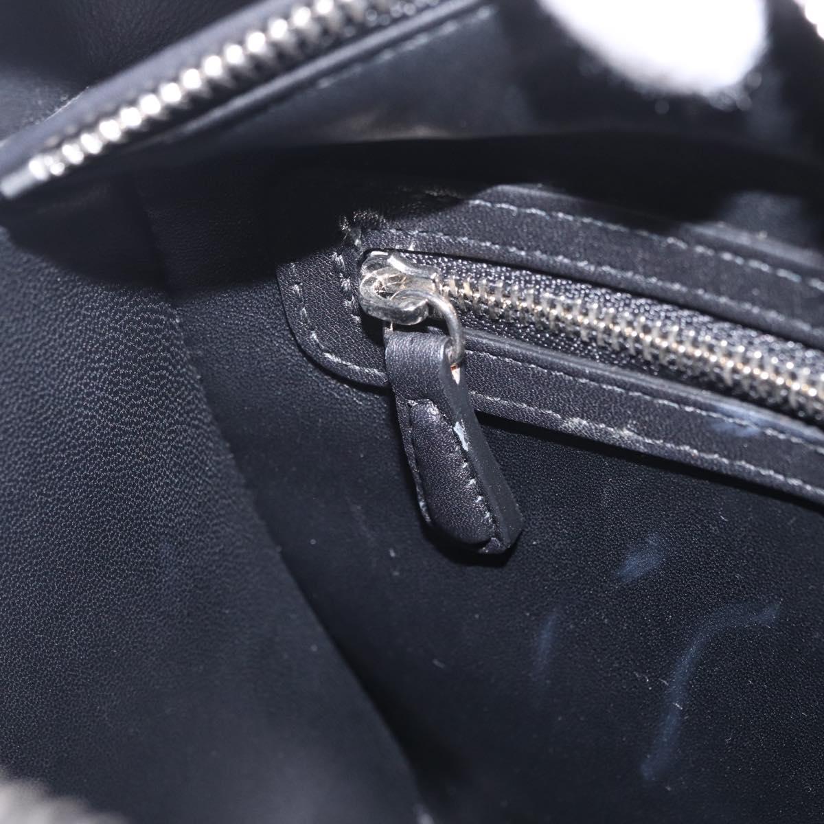Christian Dior Lady Dior Hand Bag Leather 2way Black Silver Auth 211343SAM