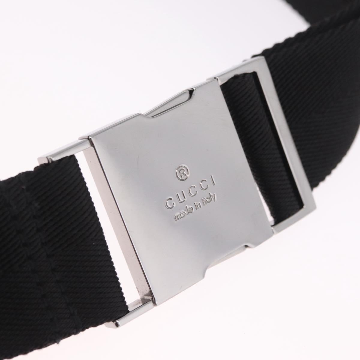 GUCCI GG Canvas Waist Bag Black Silver 28566 Auth 211373V