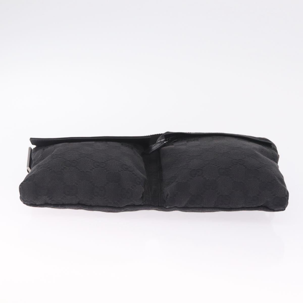 GUCCI GG Canvas Waist Bag Black Silver 28566 Auth 211373V
