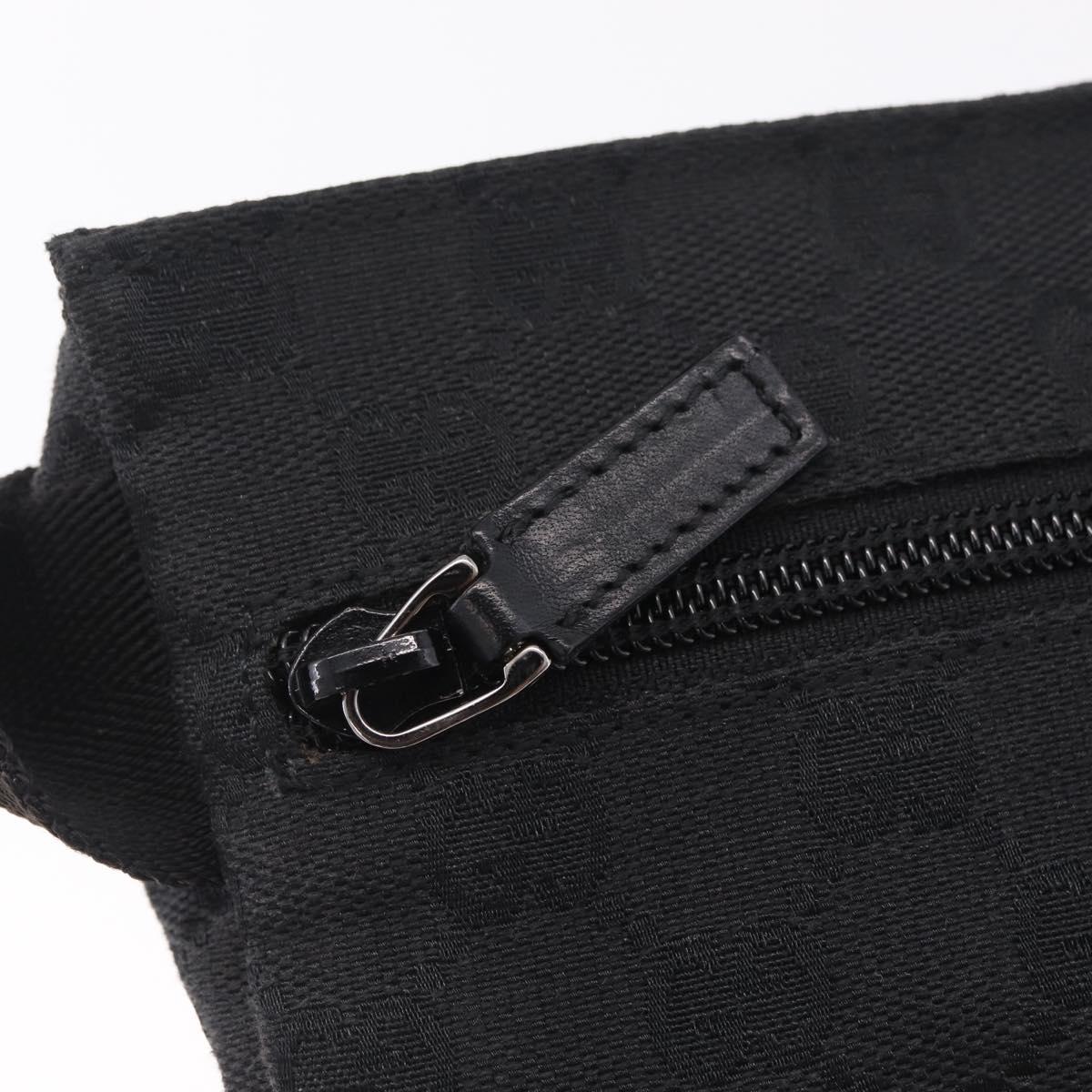 GUCCI GG Canvas Waist Bag Black Silver 28566 Auth 211373V