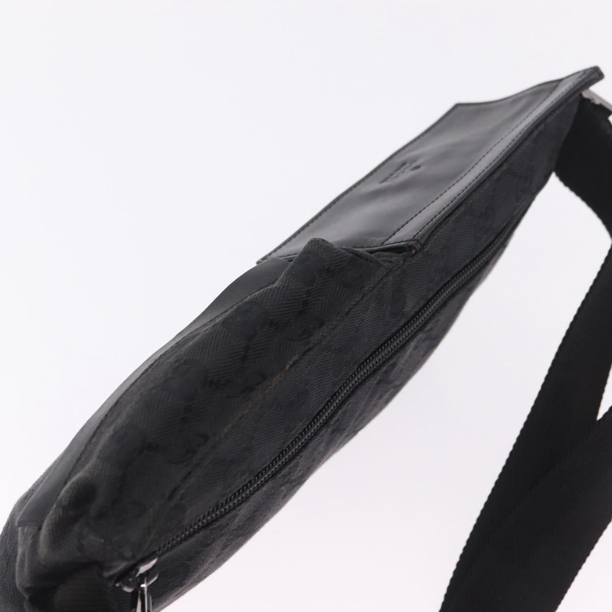 GUCCI GG Canvas Waist Bag Black Silver 28566 Auth 211373V