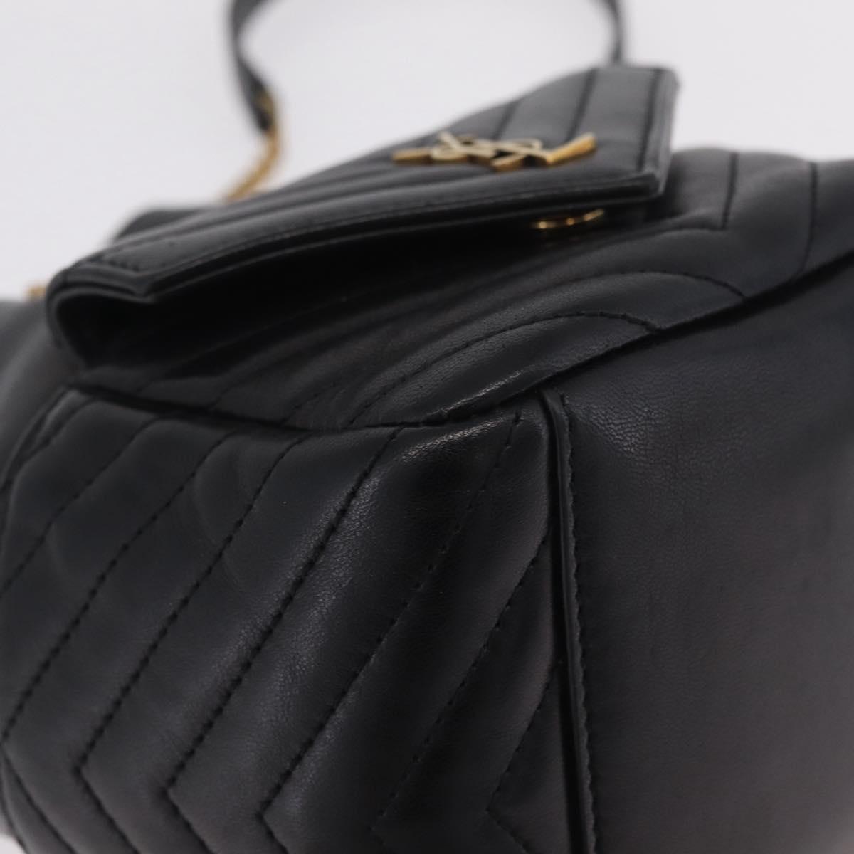 Saint Laurent Joe Mini Bucket Bag Chain Lamb Skin Black 701631 Auth 211381M
