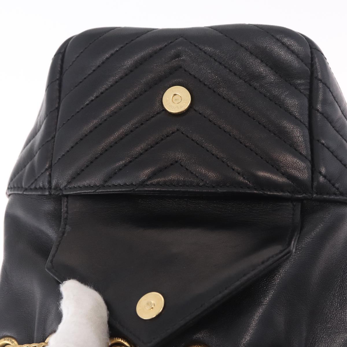 Saint Laurent Joe Mini Bucket Bag Chain Lamb Skin Black 701631 Auth 211381M