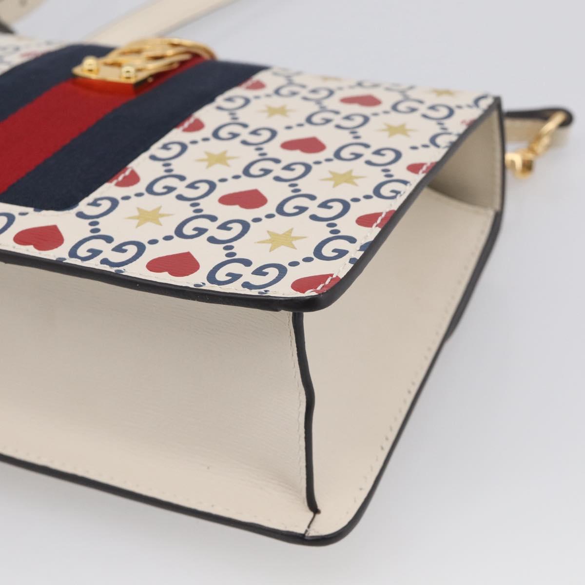 GUCCI Sylvi Small Shoulder Bag Leather 2way Ivory Gold 524405 Auth 211386M