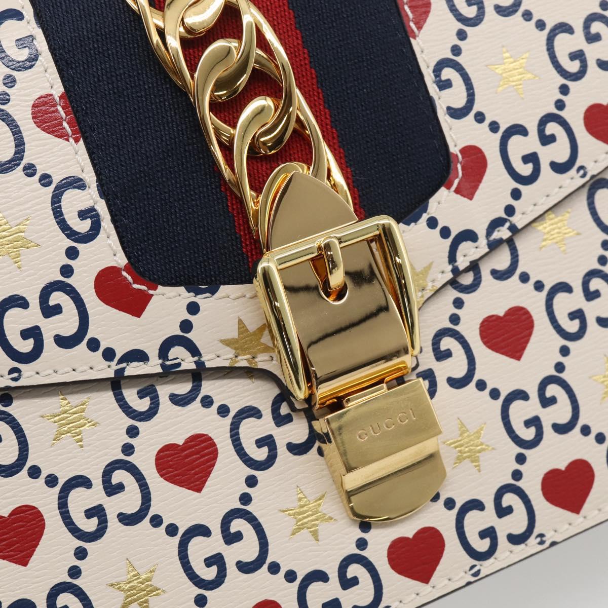 GUCCI Sylvi Small Shoulder Bag Leather 2way Ivory Gold 524405 Auth 211386M