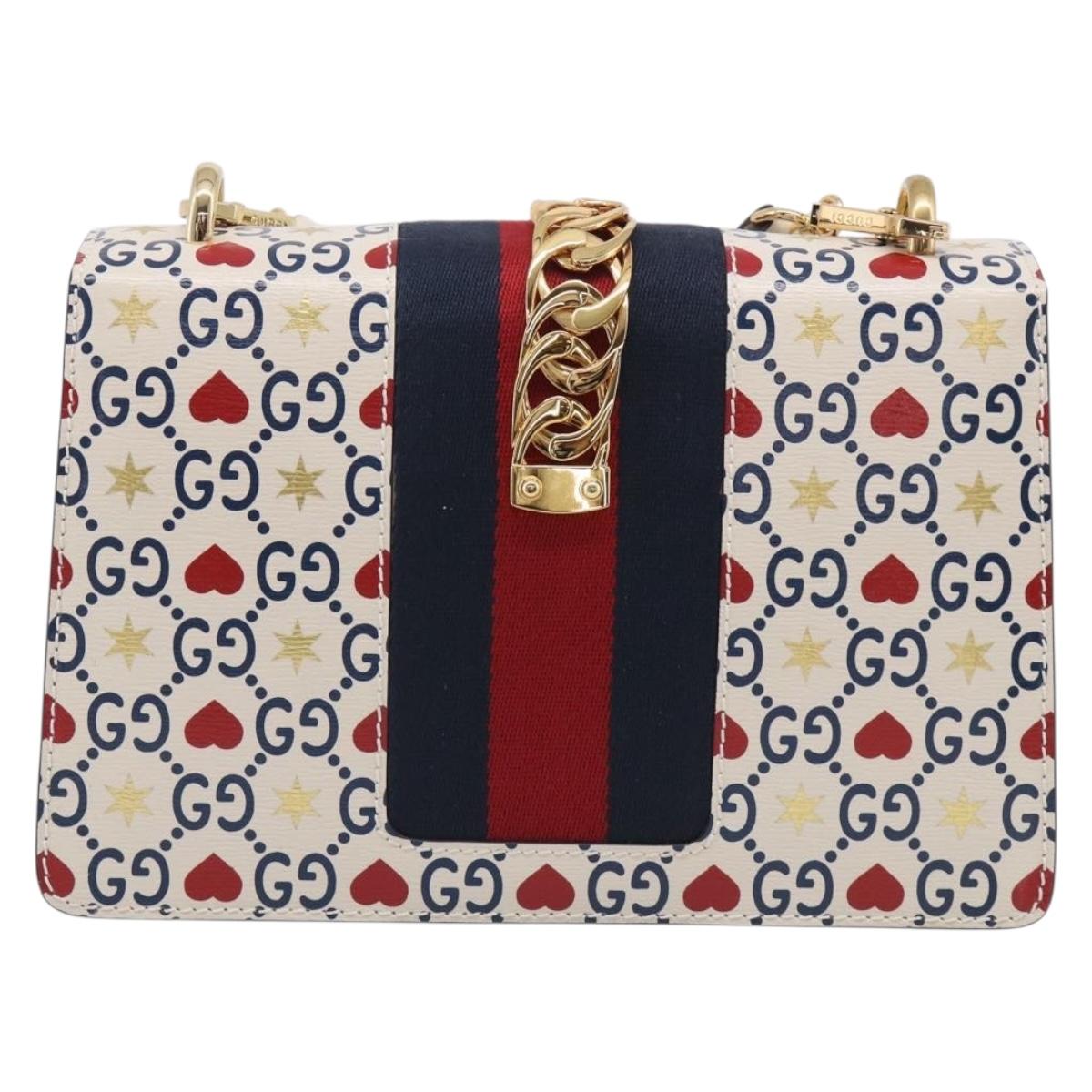 GUCCI Sylvi Small Shoulder Bag Leather 2way Ivory Gold 524405 Auth 211386M