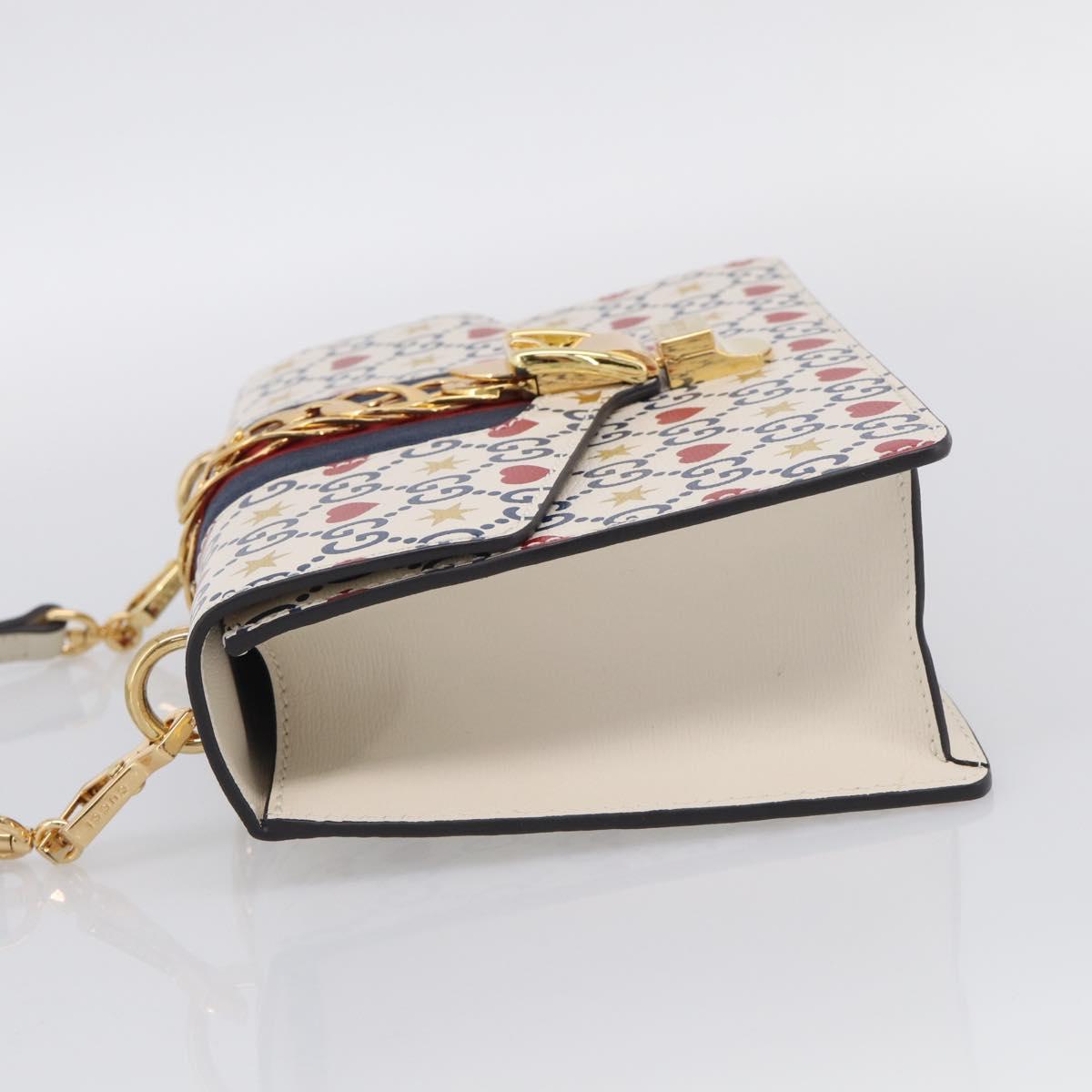 GUCCI Sylvi Small Shoulder Bag Leather 2way Ivory Gold 524405 Auth 211386M