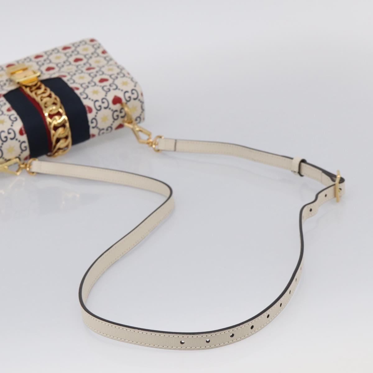 GUCCI Sylvi Small Shoulder Bag Leather 2way Ivory Gold 524405 Auth 211386M