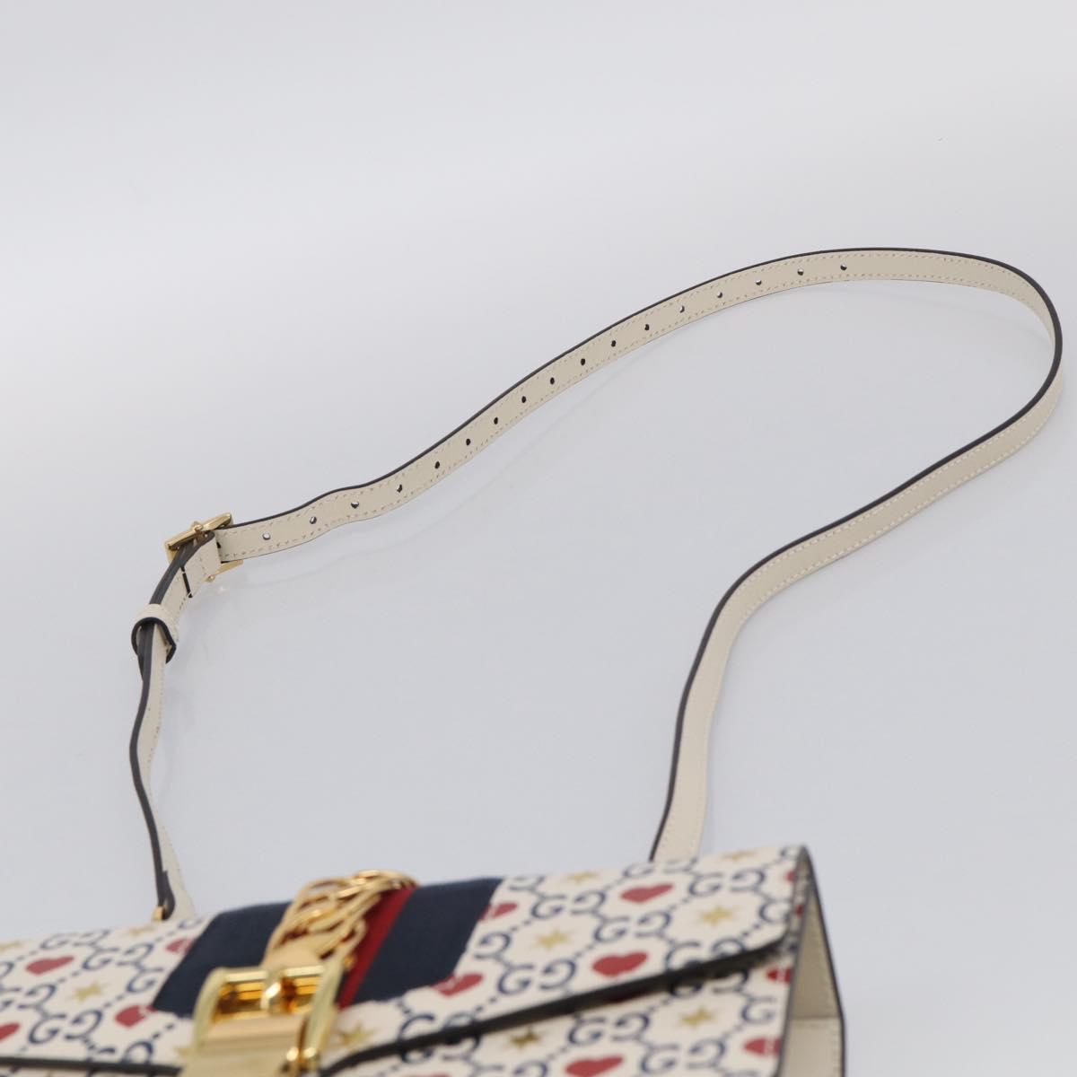 GUCCI Sylvi Small Shoulder Bag Leather 2way Ivory Gold 524405 Auth 211386M
