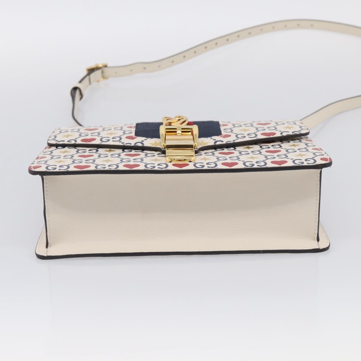 GUCCI Sylvi Small Shoulder Bag Leather 2way Ivory Gold 524405 Auth 211386M
