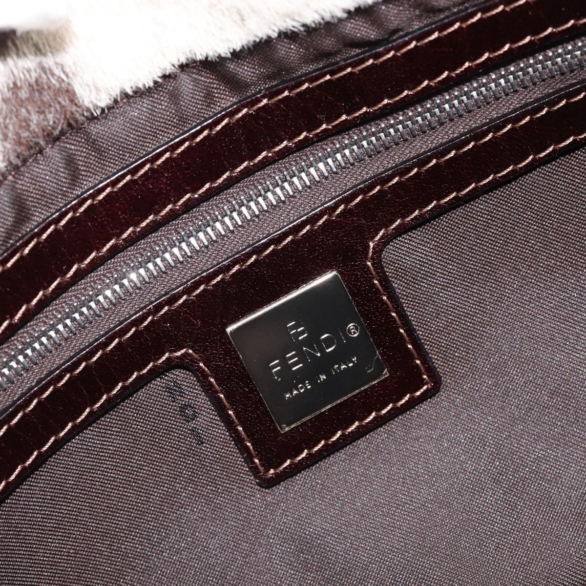 FENDI Mamma Baguette Shoulder Bag Harako leather Ivory Silver Auth 211390SAM