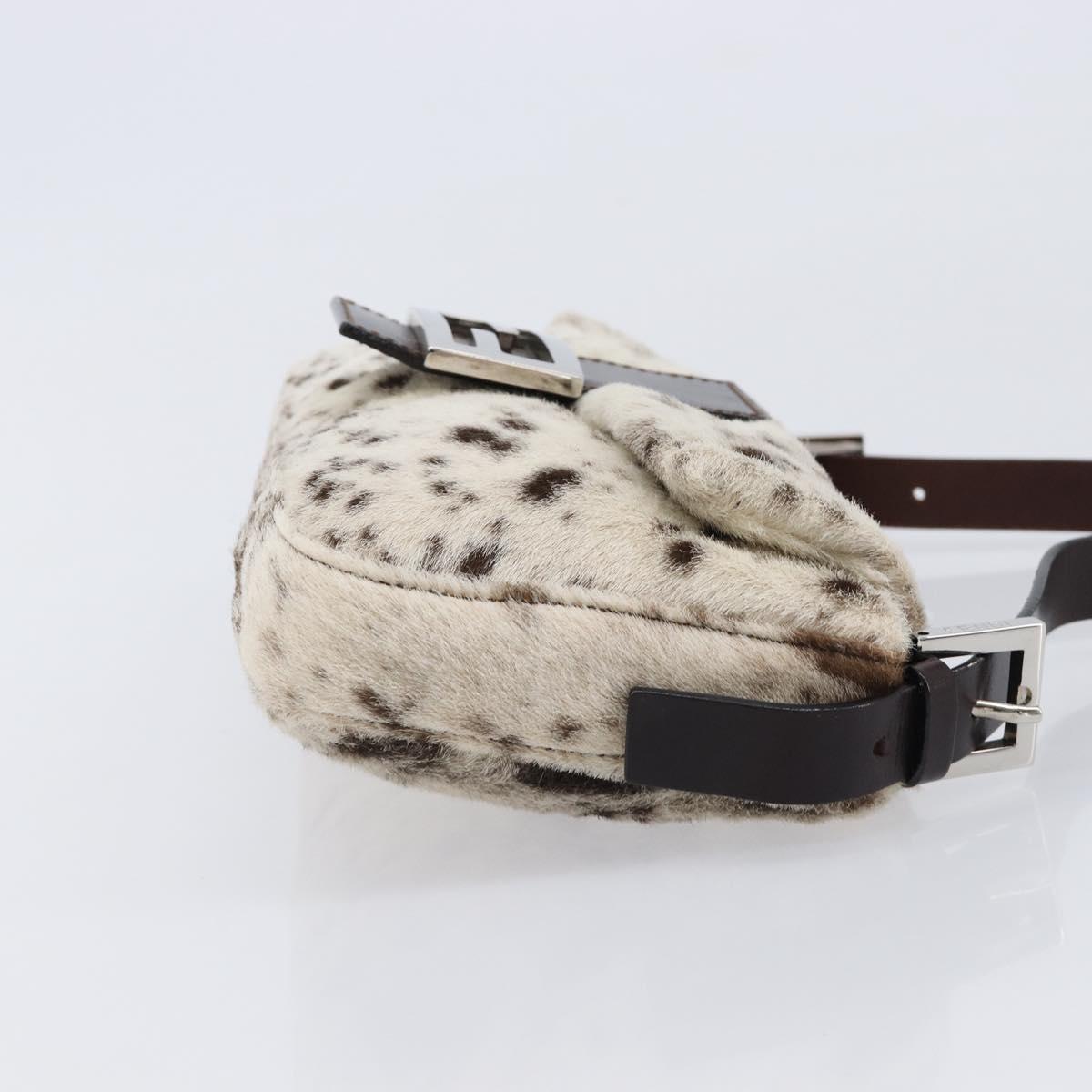 FENDI Mamma Baguette Shoulder Bag Harako leather Ivory Silver Auth 211390SAM