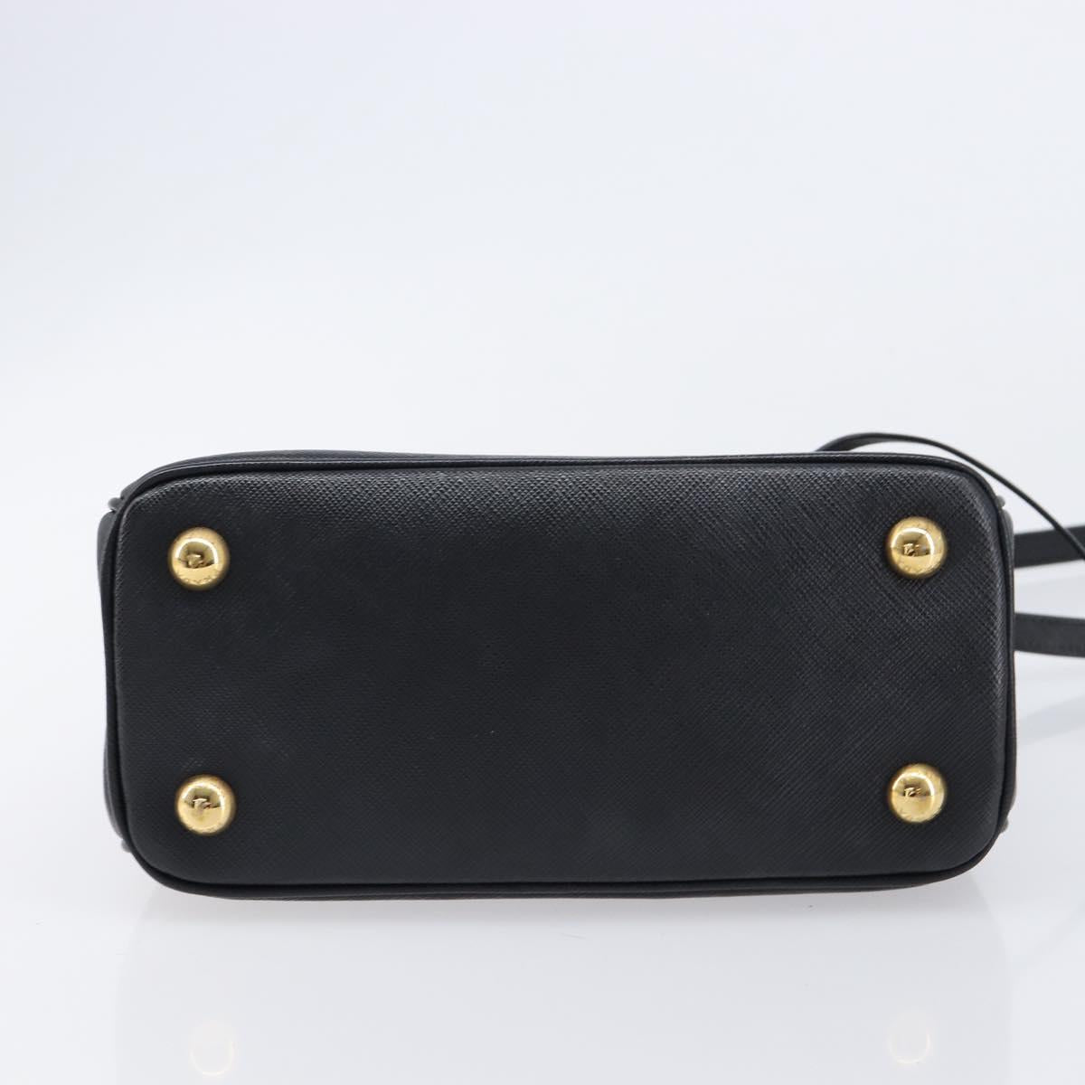 PRADA Hand Bag Safiano Leather 2way Black Gold Auth 211393V