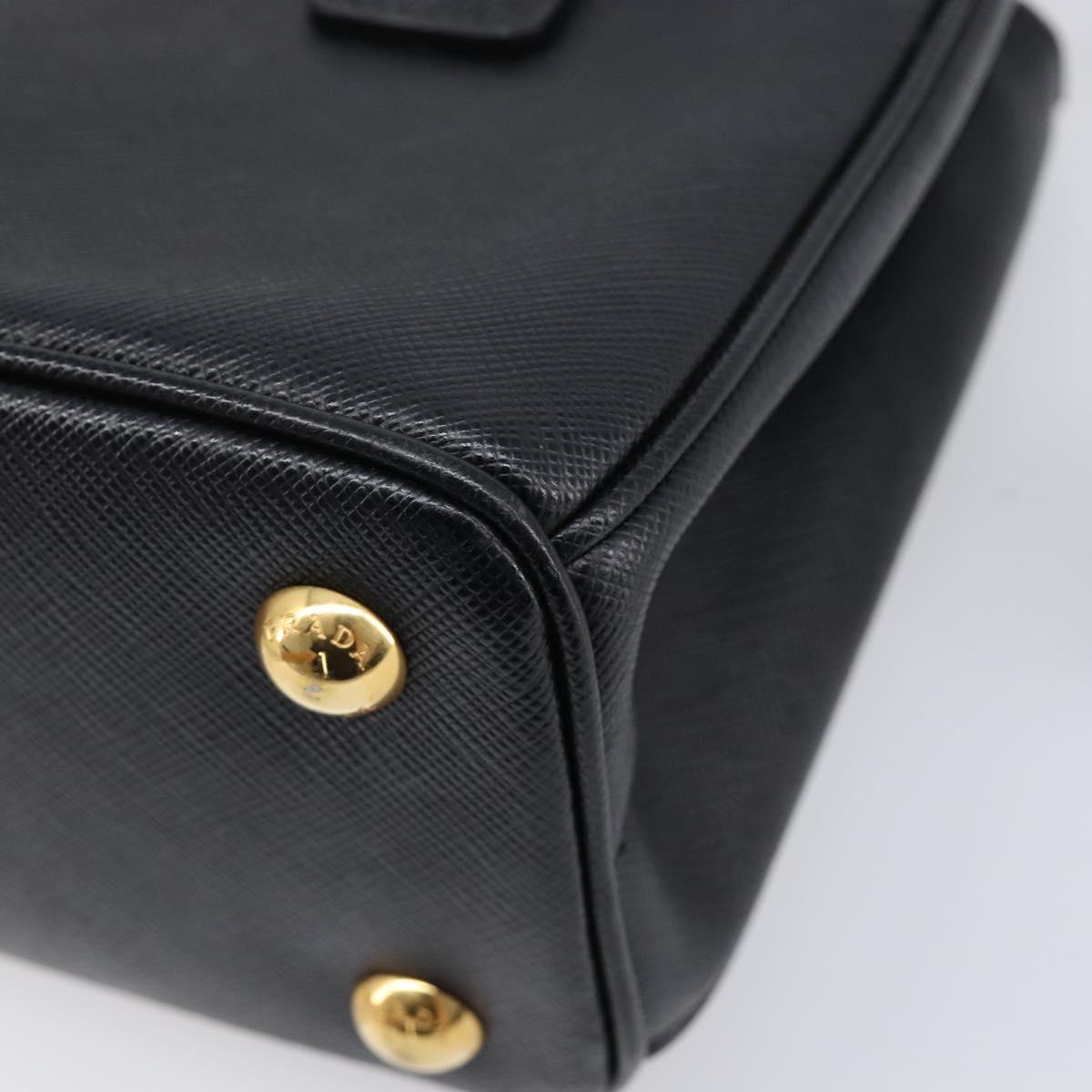 PRADA Hand Bag Safiano Leather 2way Black Gold Auth 211393V