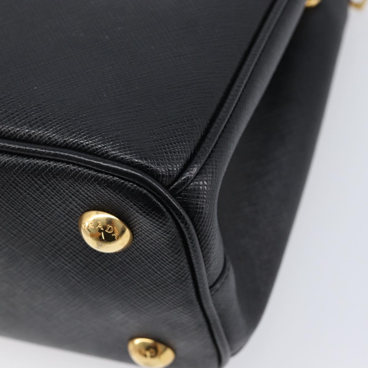 PRADA Hand Bag Safiano Leather 2way Black Gold Auth 211393V