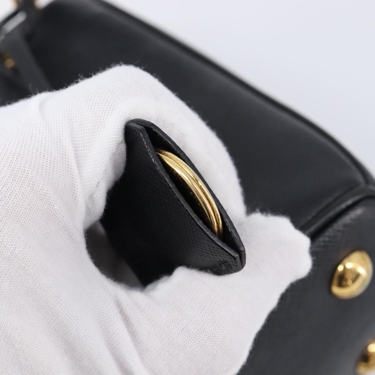 PRADA Hand Bag Safiano Leather 2way Black Gold Auth 211393V