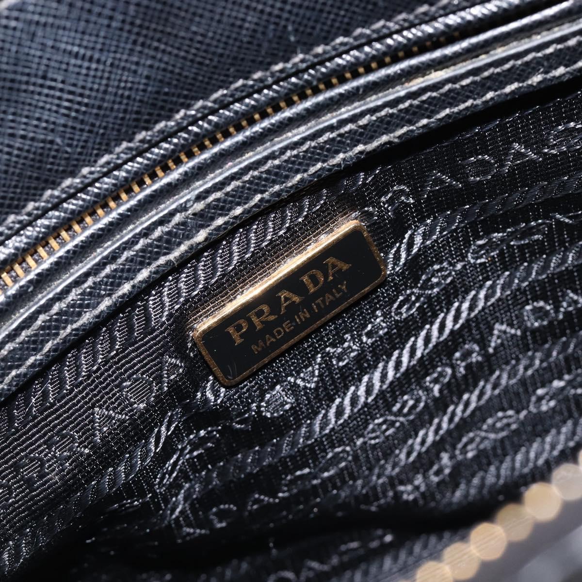 PRADA Hand Bag Safiano Leather 2way Black Gold Auth 211393V