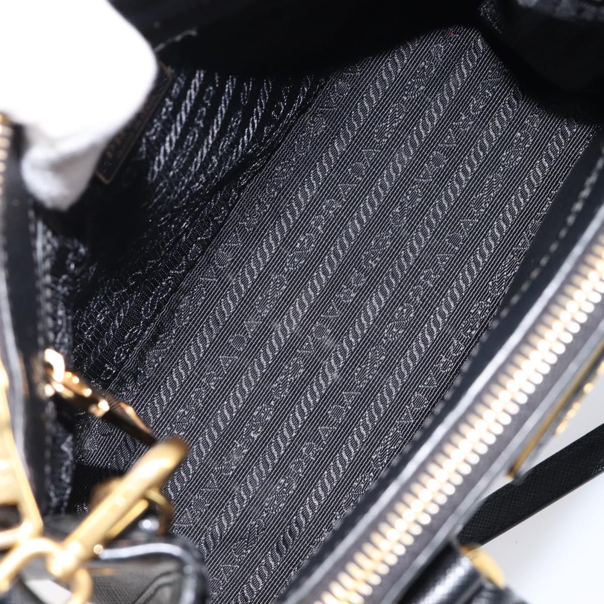 PRADA Hand Bag Safiano Leather 2way Black Gold Auth 211393V