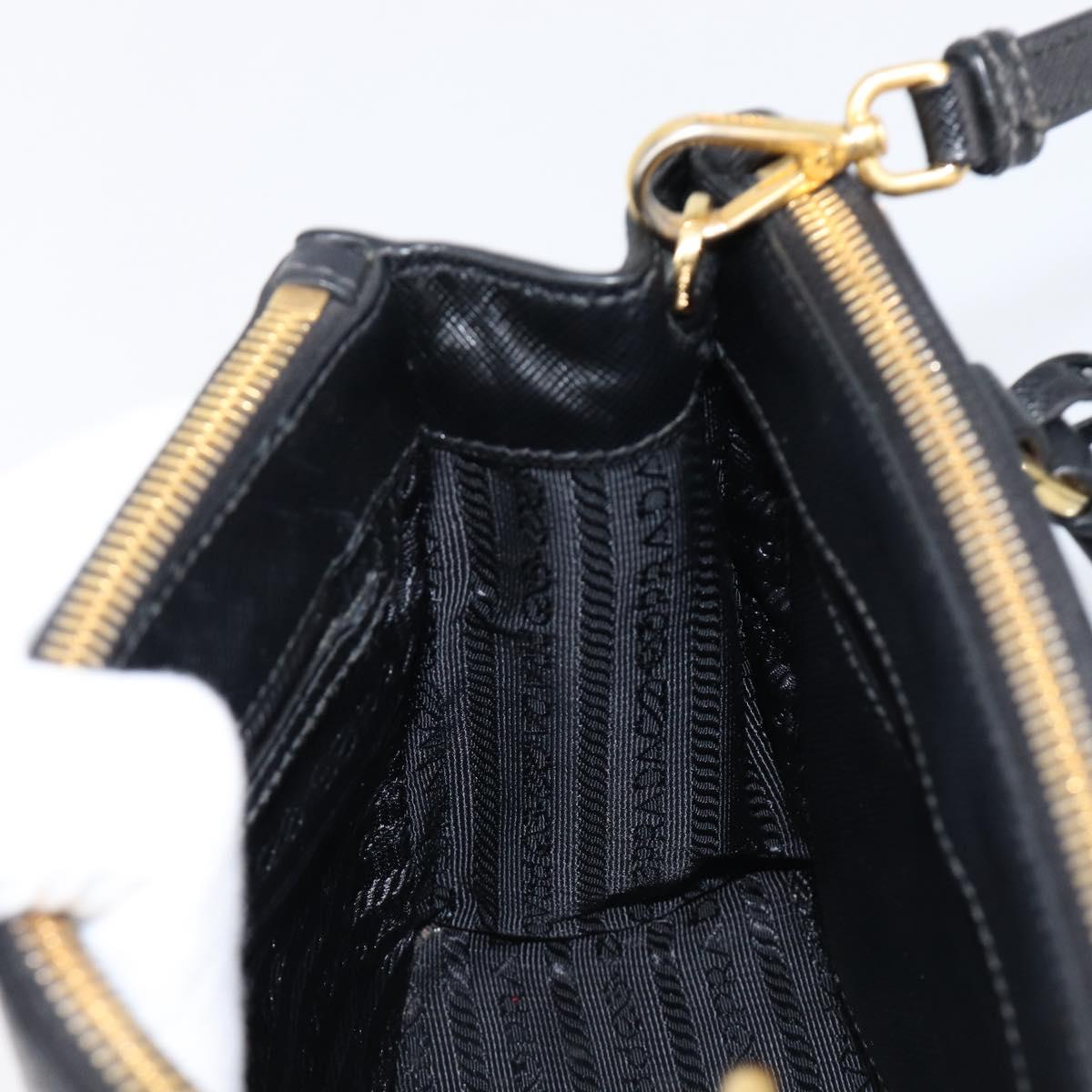 PRADA Hand Bag Safiano Leather 2way Black Gold Auth 211393V