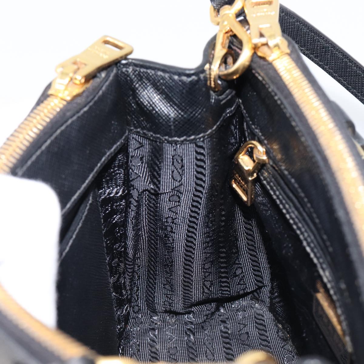 PRADA Hand Bag Safiano Leather 2way Black Gold Auth 211393V