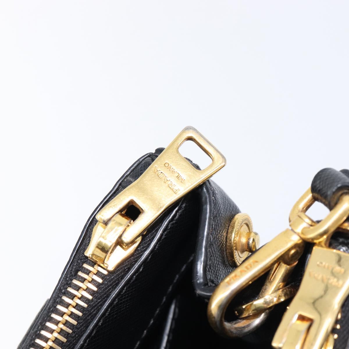 PRADA Hand Bag Safiano Leather 2way Black Gold Auth 211393V