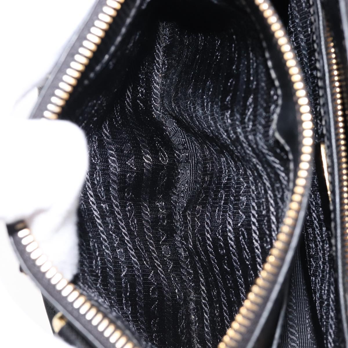 PRADA Hand Bag Safiano Leather 2way Black Gold Auth 211393V