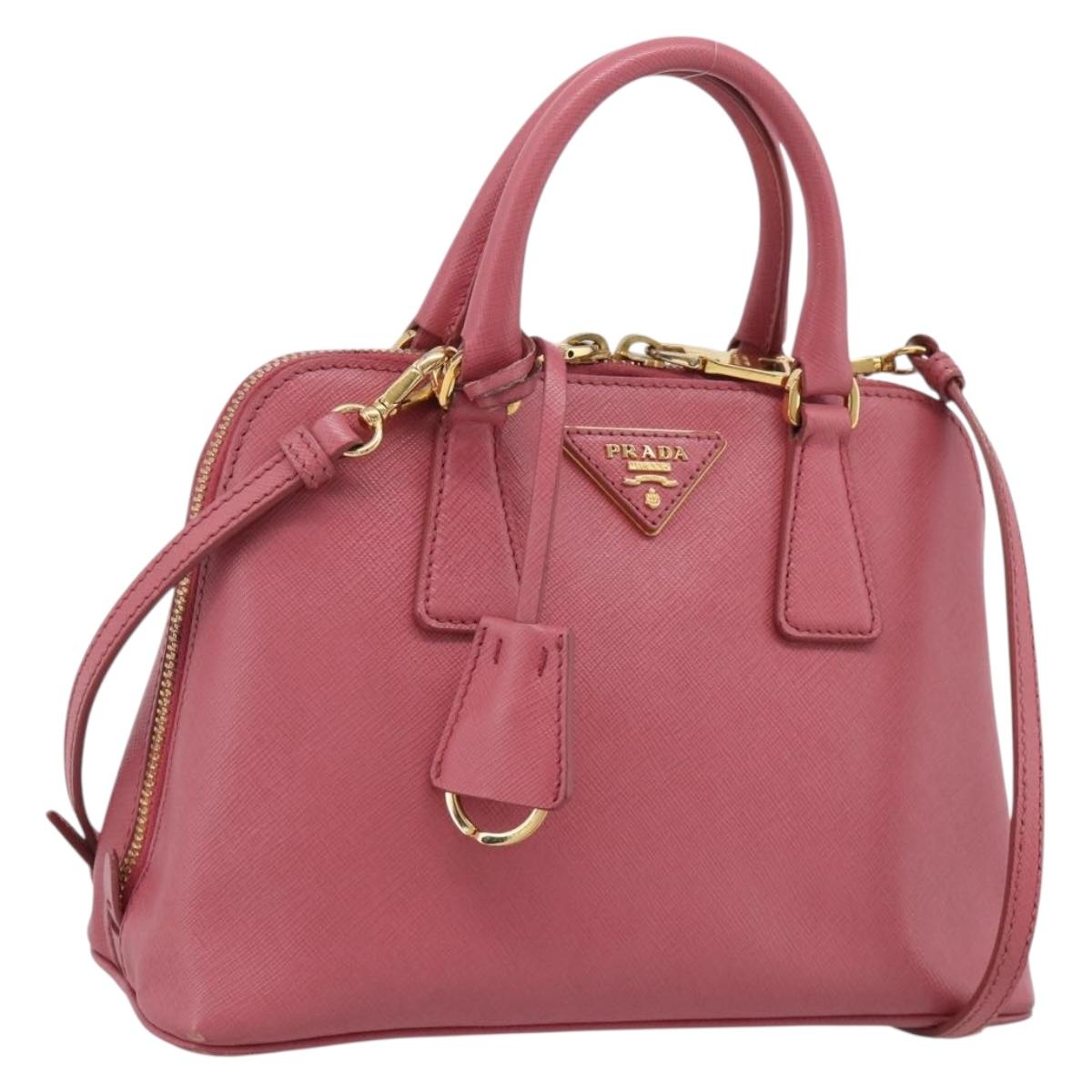 PRADA Hand Bag Saffiano leather 2way Pink Gold Auth 211405V