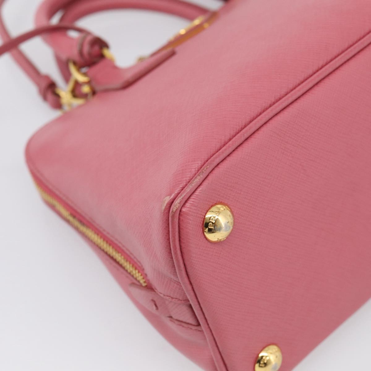 PRADA Hand Bag Saffiano leather 2way Pink Gold Auth 211405V