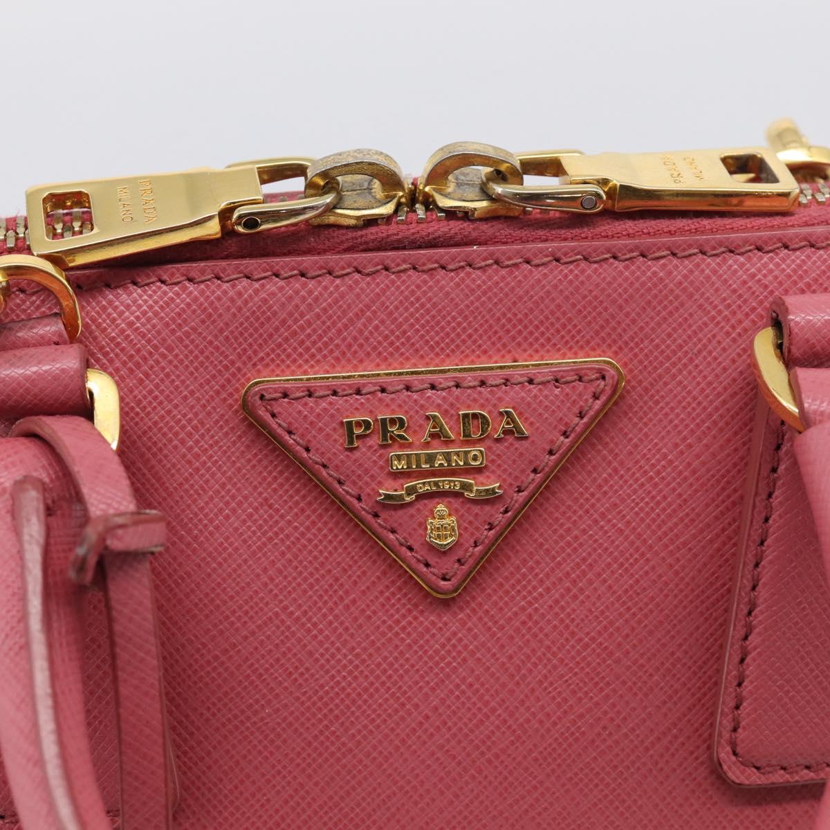 PRADA Hand Bag Saffiano leather 2way Pink Gold Auth 211405V