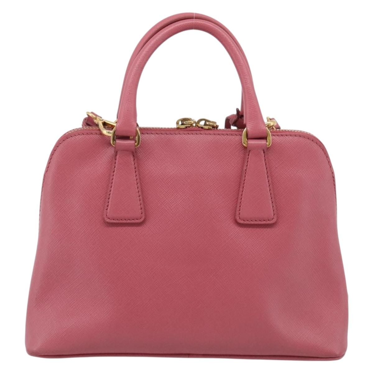 PRADA Hand Bag Saffiano leather 2way Pink Gold Auth 211405V