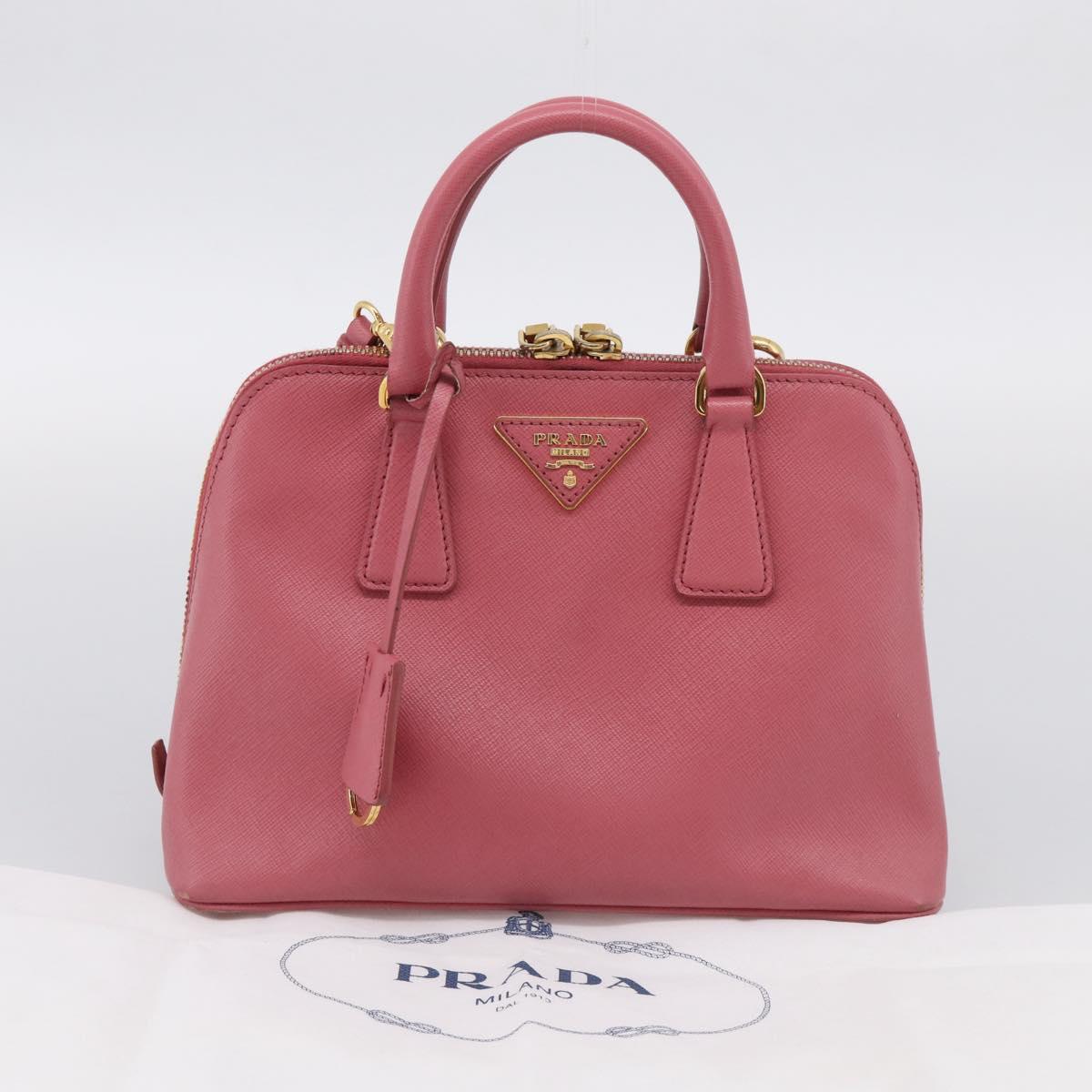 PRADA Hand Bag Saffiano leather 2way Pink Gold Auth 211405V