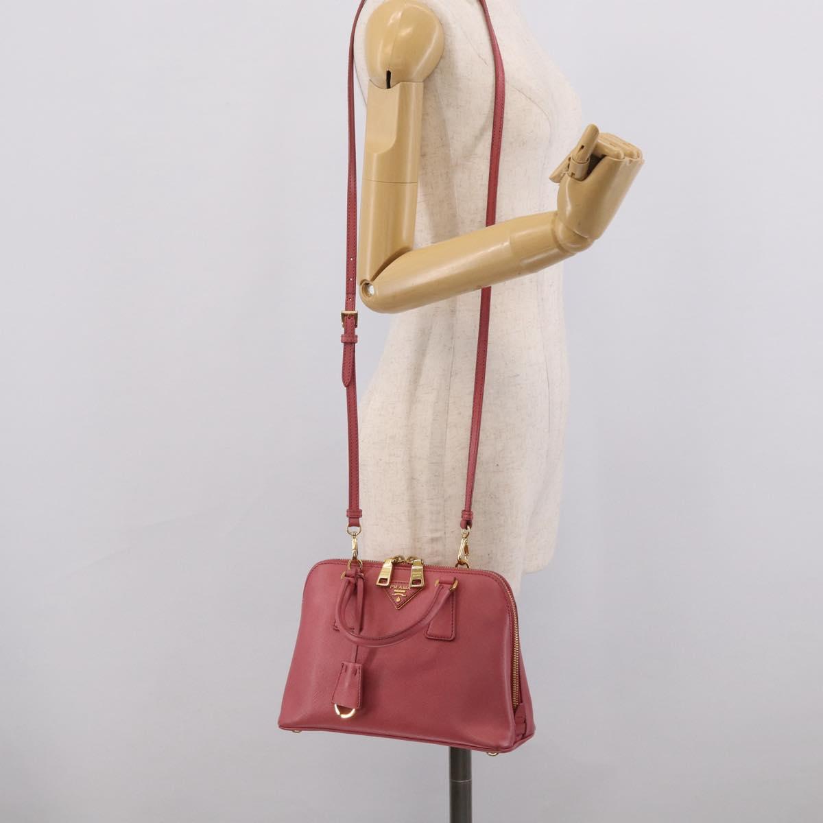PRADA Hand Bag Saffiano leather 2way Pink Gold Auth 211405V