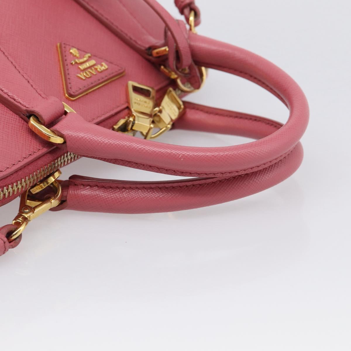 PRADA Hand Bag Saffiano leather 2way Pink Gold Auth 211405V