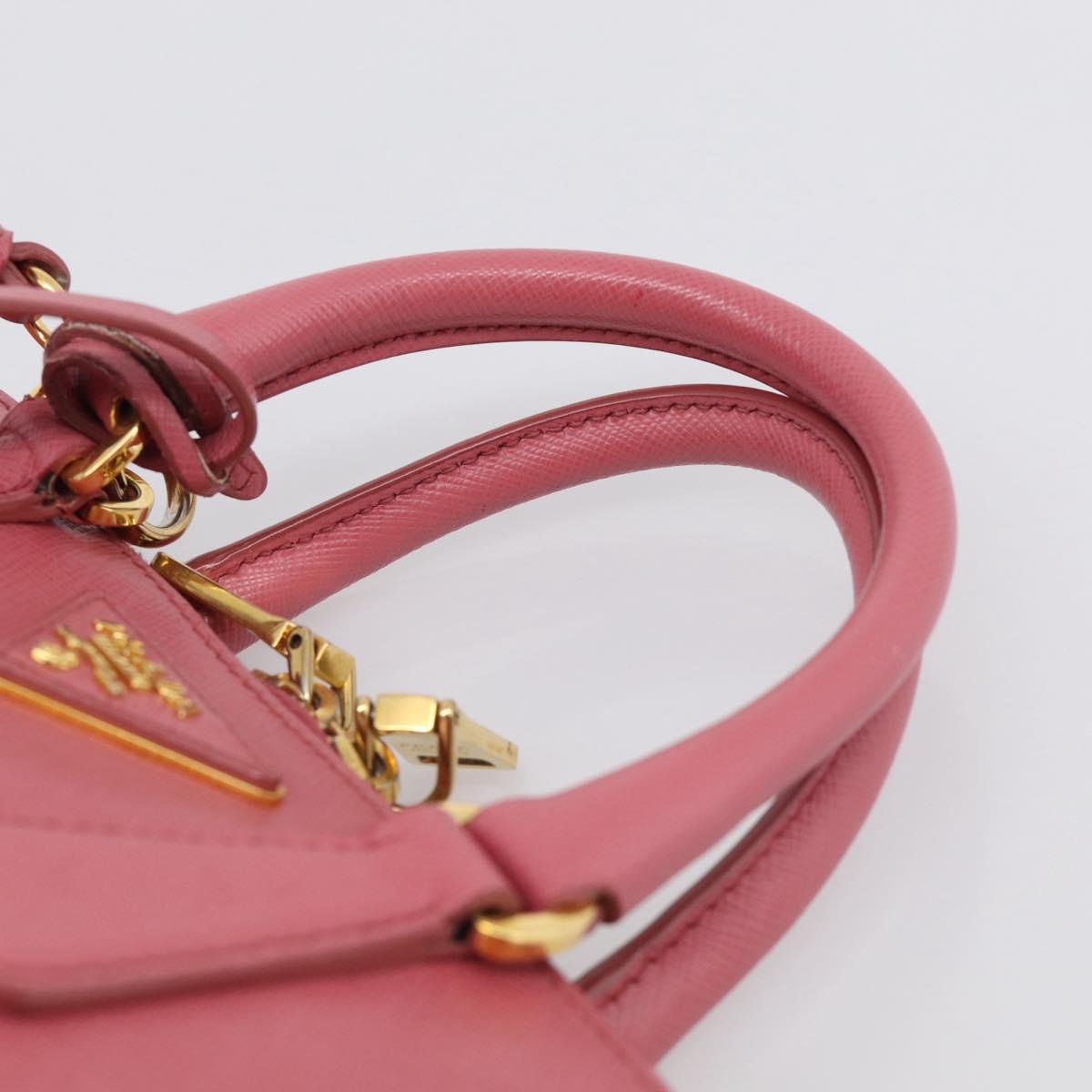 PRADA Hand Bag Saffiano leather 2way Pink Gold Auth 211405V