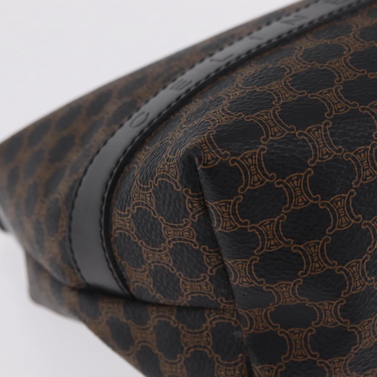 CELINE Macadam Canvas Hand Bag PVC Black Gold Auth 211415V