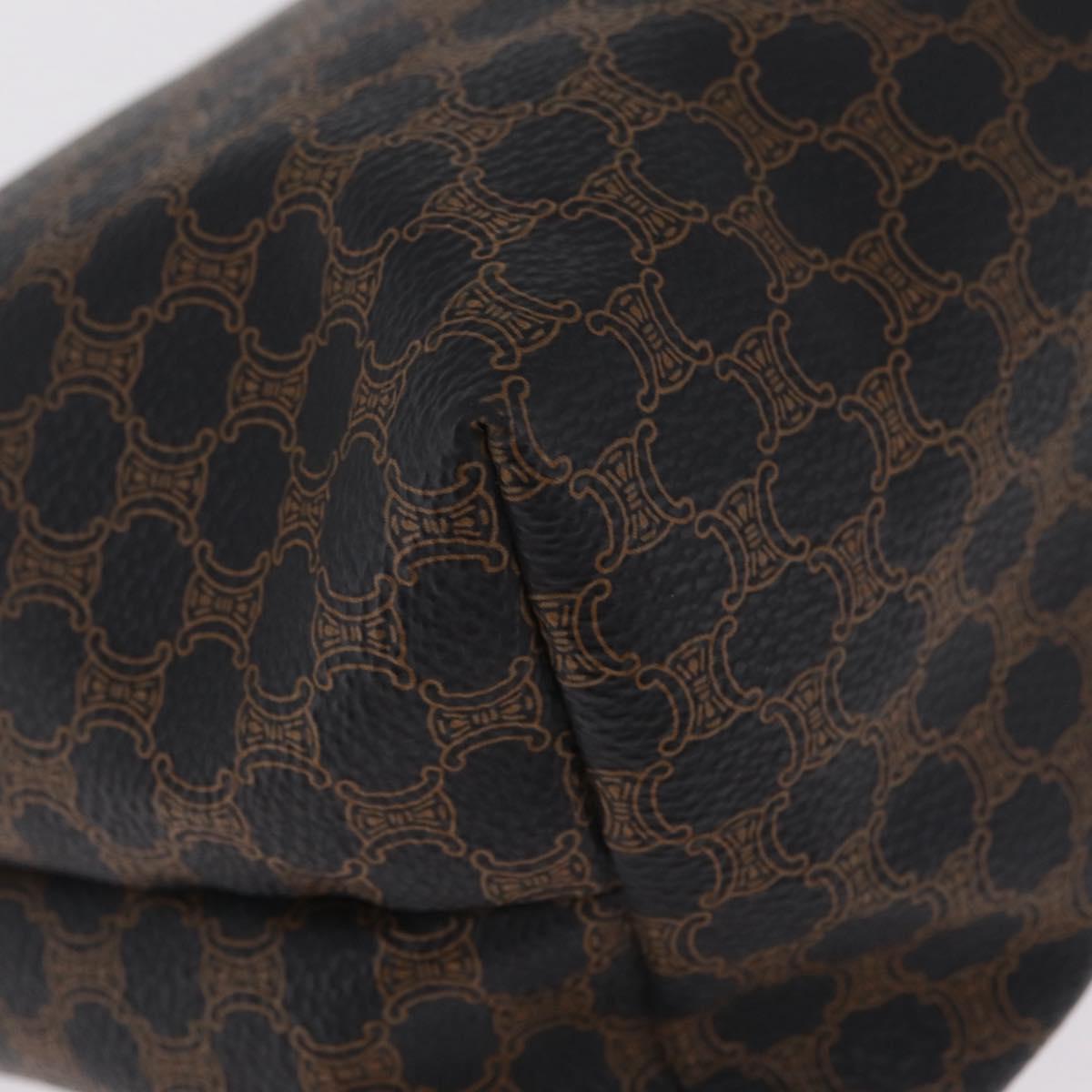 CELINE Macadam Canvas Hand Bag PVC Black Gold Auth 211415V