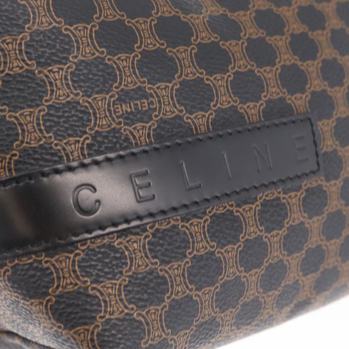 CELINE Macadam Canvas Hand Bag PVC Black Gold Auth 211415V