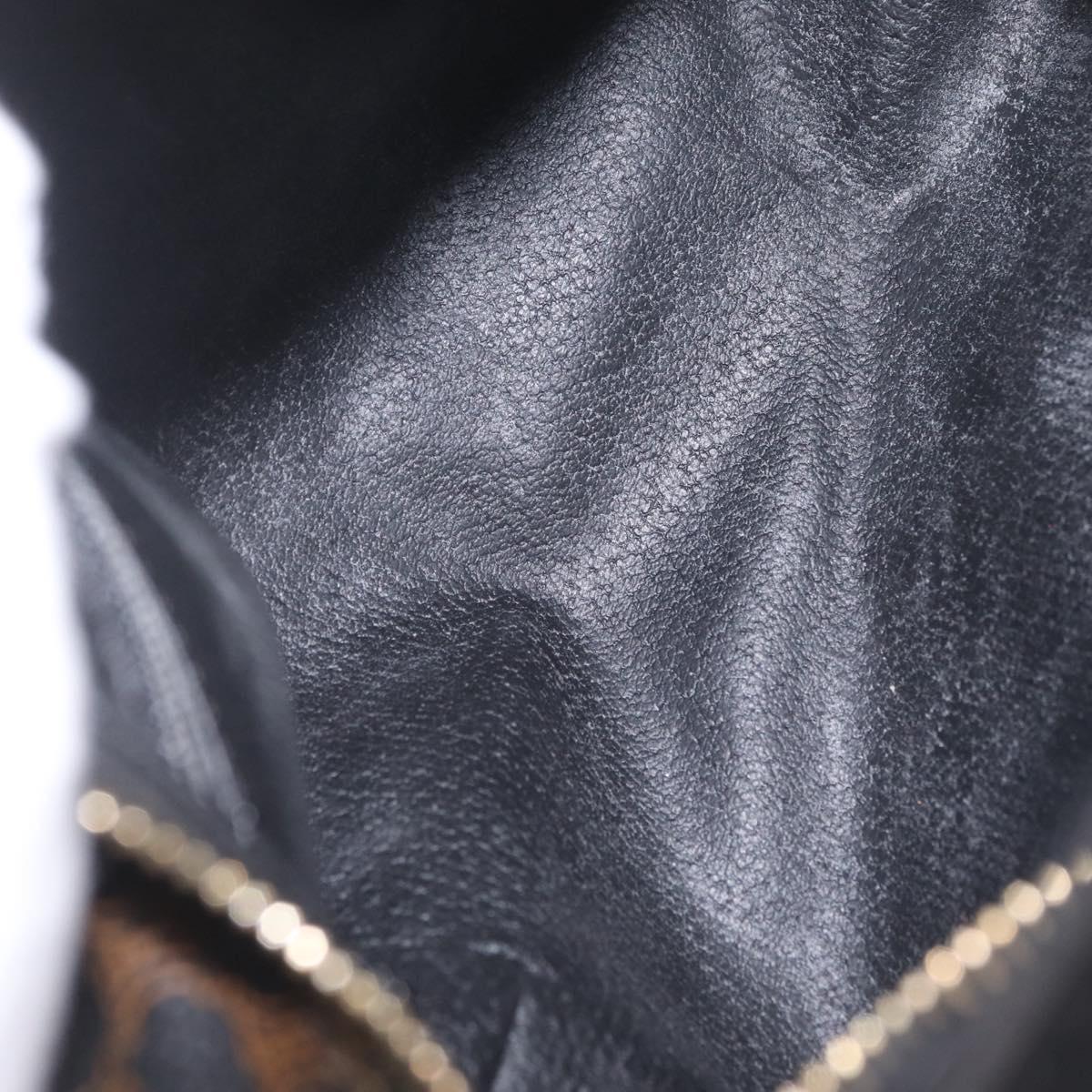 CELINE Macadam Canvas Hand Bag PVC Black Gold Auth 211415V