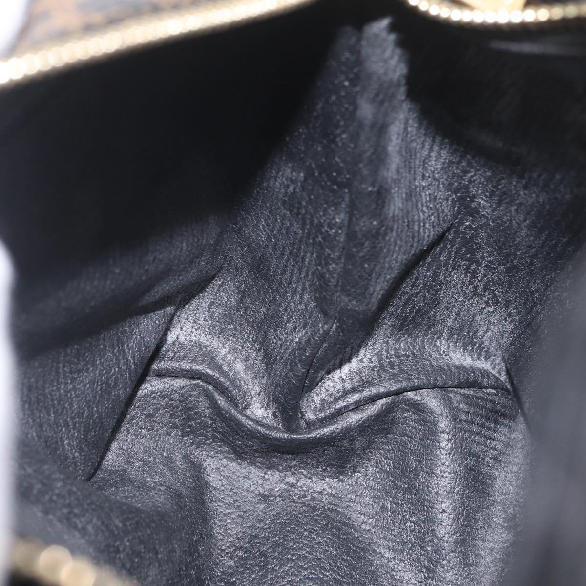 CELINE Macadam Canvas Hand Bag PVC Black Gold Auth 211415V