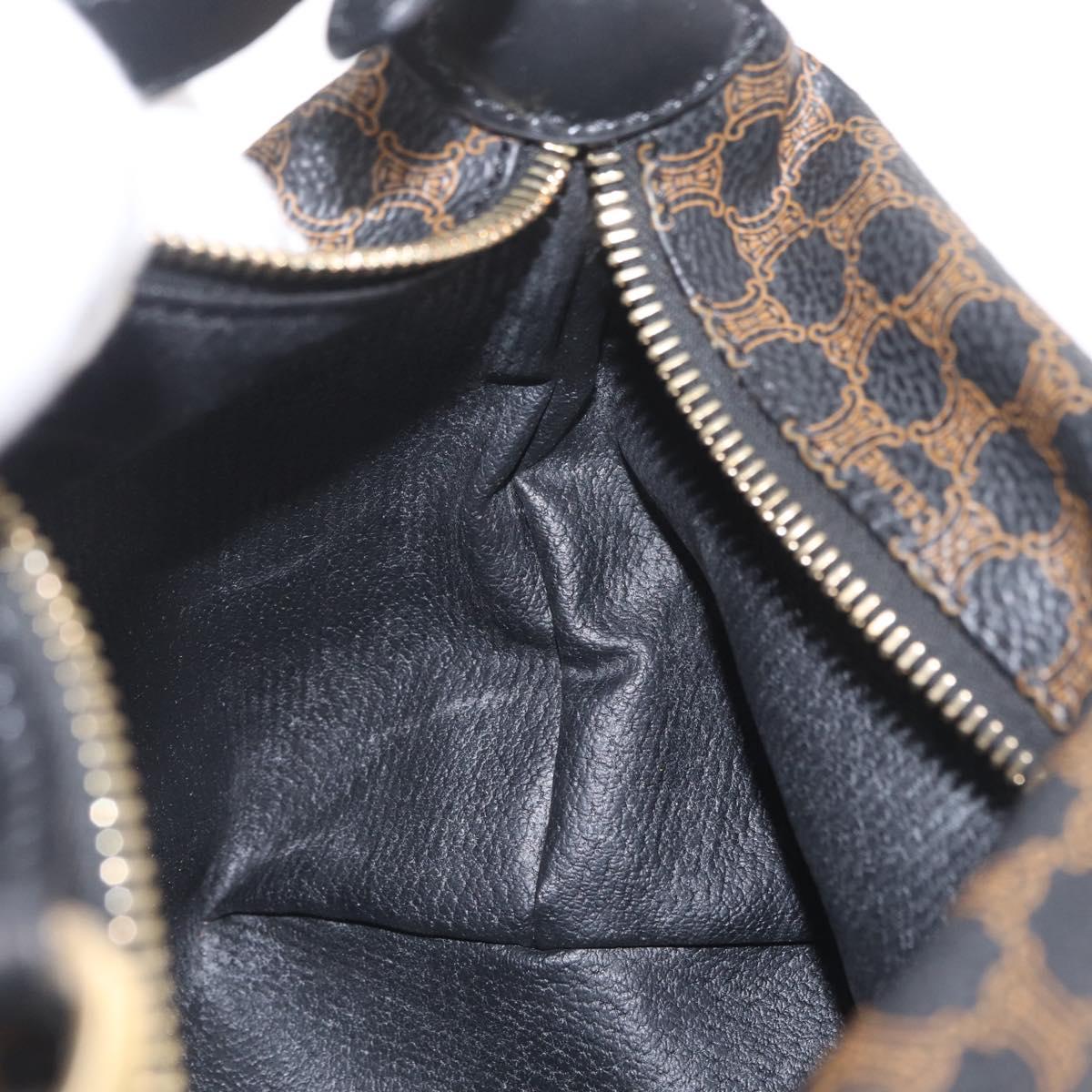 CELINE Macadam Canvas Hand Bag PVC Black Gold Auth 211415V